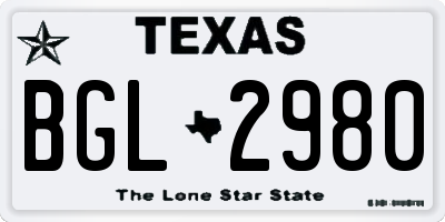 TX license plate BGL2980