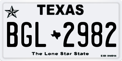 TX license plate BGL2982