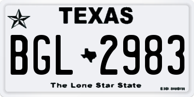 TX license plate BGL2983