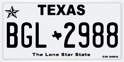 TX license plate BGL2988
