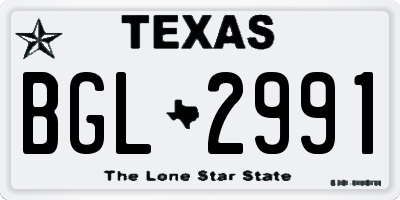 TX license plate BGL2991