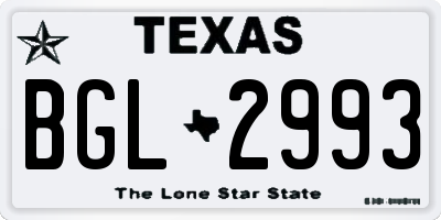 TX license plate BGL2993