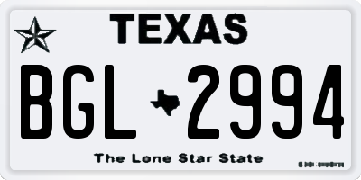 TX license plate BGL2994