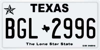 TX license plate BGL2996