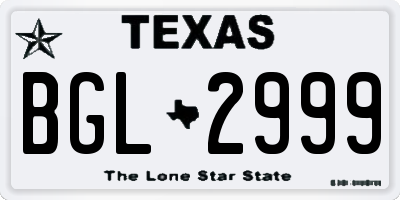 TX license plate BGL2999