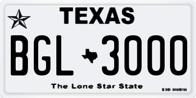 TX license plate BGL3000