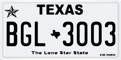 TX license plate BGL3003