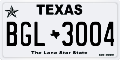 TX license plate BGL3004