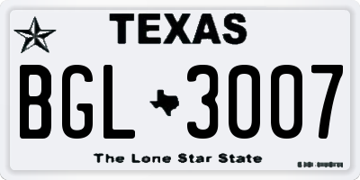 TX license plate BGL3007