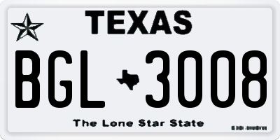 TX license plate BGL3008