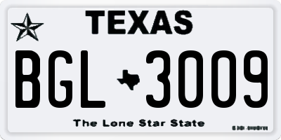 TX license plate BGL3009