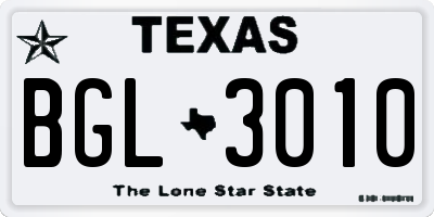 TX license plate BGL3010
