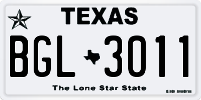 TX license plate BGL3011