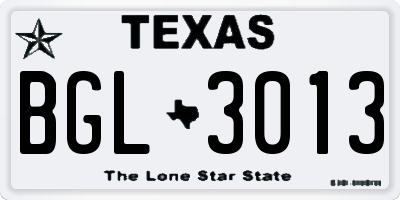 TX license plate BGL3013