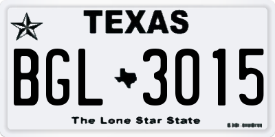 TX license plate BGL3015