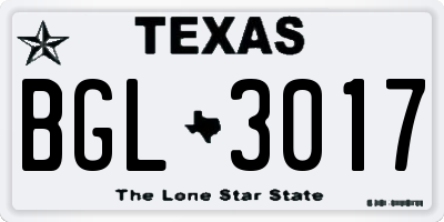 TX license plate BGL3017
