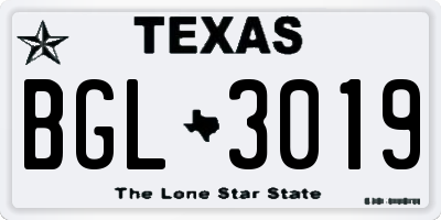 TX license plate BGL3019