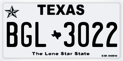 TX license plate BGL3022