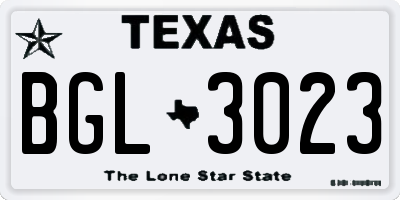 TX license plate BGL3023