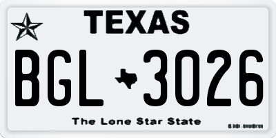 TX license plate BGL3026