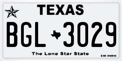 TX license plate BGL3029