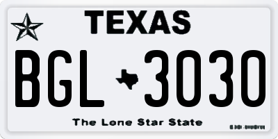 TX license plate BGL3030