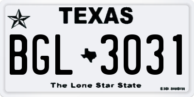 TX license plate BGL3031