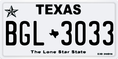 TX license plate BGL3033