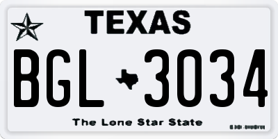 TX license plate BGL3034