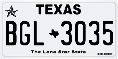 TX license plate BGL3035