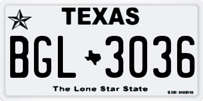 TX license plate BGL3036