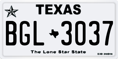 TX license plate BGL3037