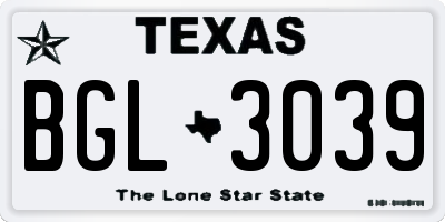 TX license plate BGL3039