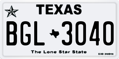 TX license plate BGL3040