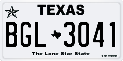 TX license plate BGL3041