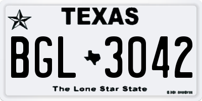 TX license plate BGL3042