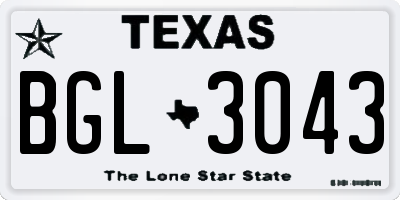 TX license plate BGL3043