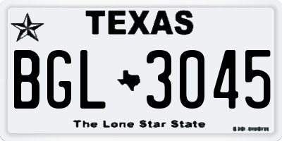 TX license plate BGL3045