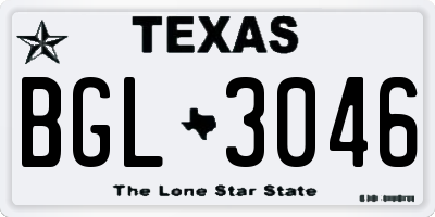 TX license plate BGL3046