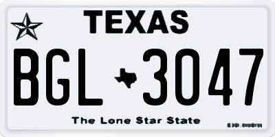 TX license plate BGL3047