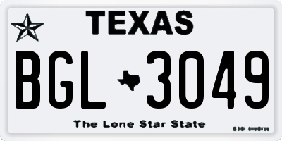 TX license plate BGL3049