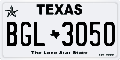 TX license plate BGL3050