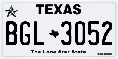 TX license plate BGL3052