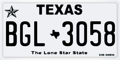 TX license plate BGL3058