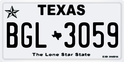 TX license plate BGL3059