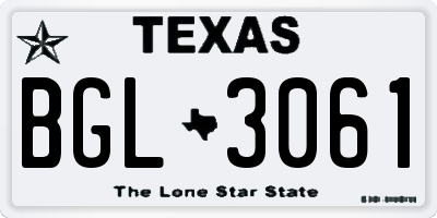 TX license plate BGL3061