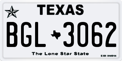 TX license plate BGL3062