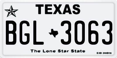 TX license plate BGL3063