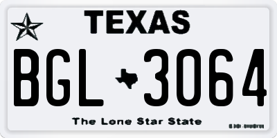 TX license plate BGL3064