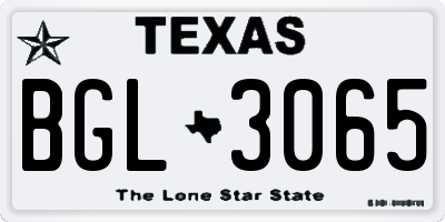 TX license plate BGL3065
